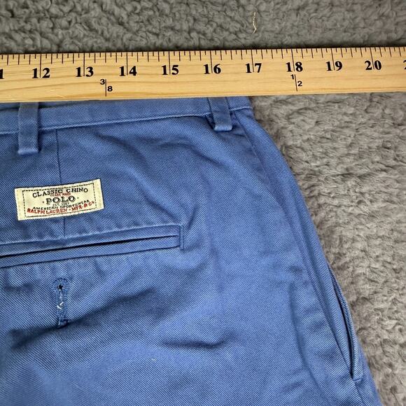 Vintage Polo Ralph Lauren Pants Mens 34x32 Blue Chino Flat Front Preppy Y2K - Picture 9 of 12